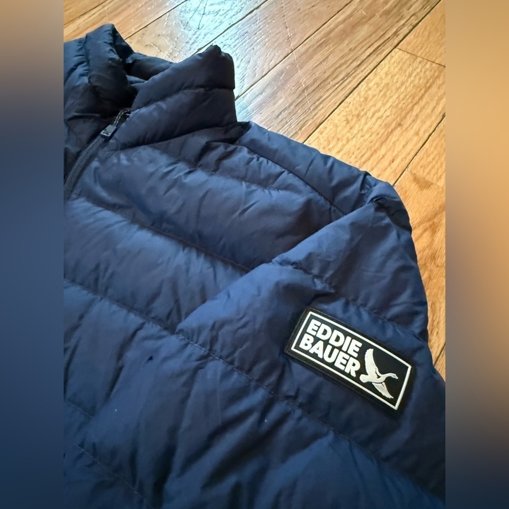 Eddie Bauer EB650 Puffer Jacket Men’s Size Small Navy Down Full Zip Lightweight - Picture 4 of 16